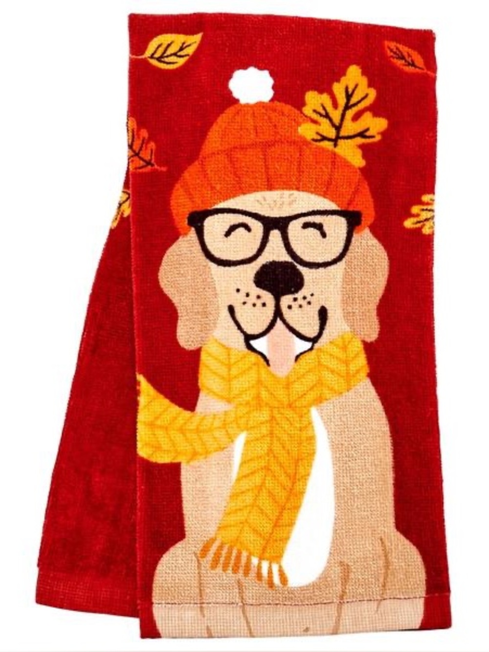 🍂 Forever Autumn Dog Kitchen Towel - Red